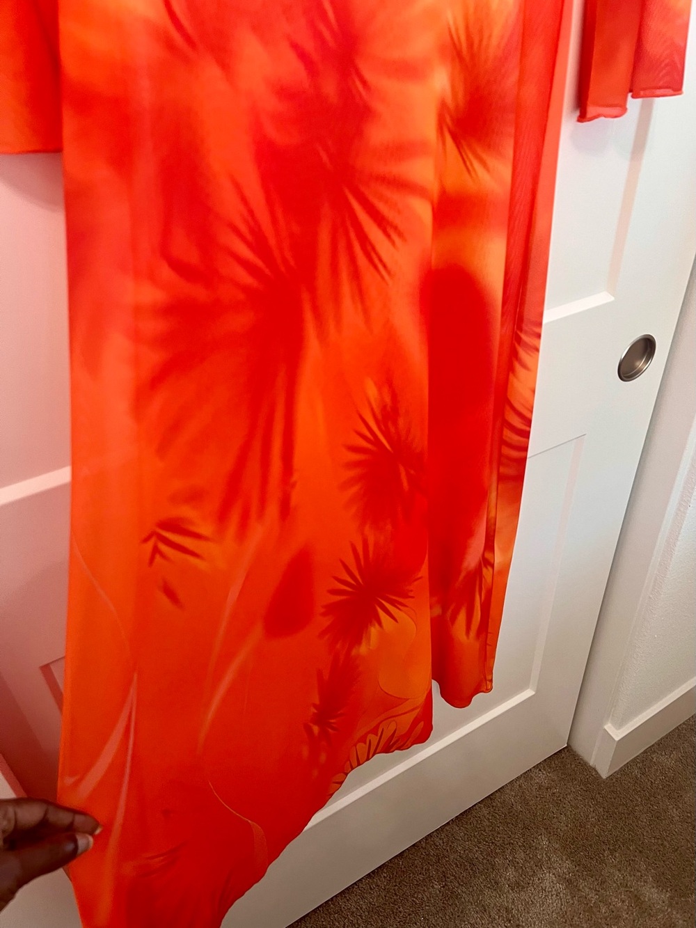 Carolina Constas Bright Orange Floral Sheer Maxi Coverup - Picture 7 of 7